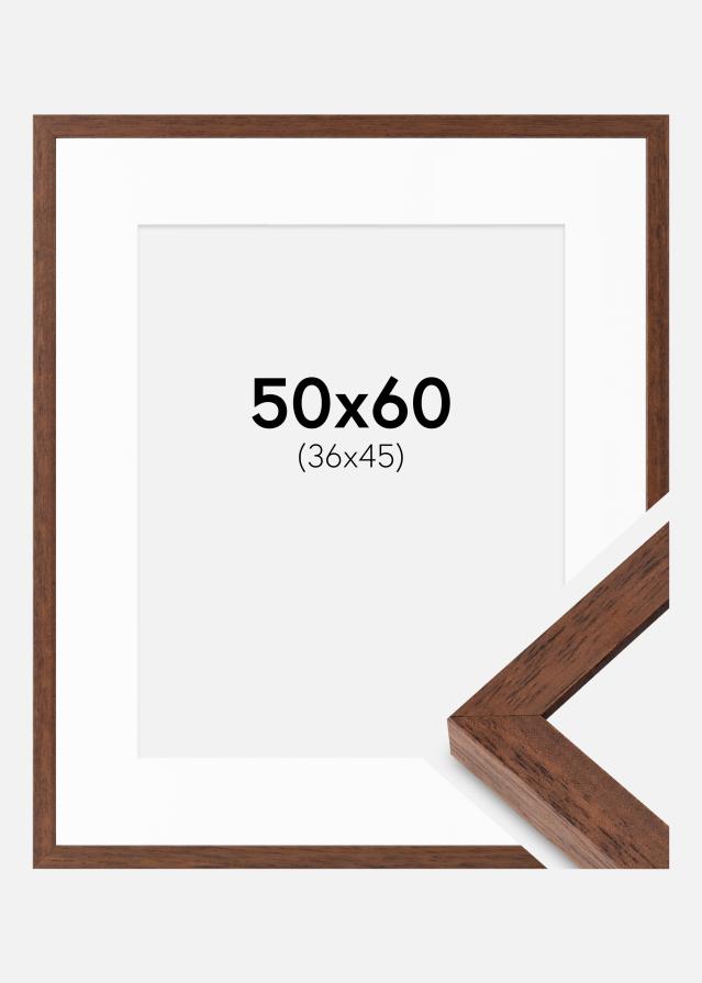 Cadre Hermes Teak 50x60 cm - Passe-partout Blanc 37x46 cm