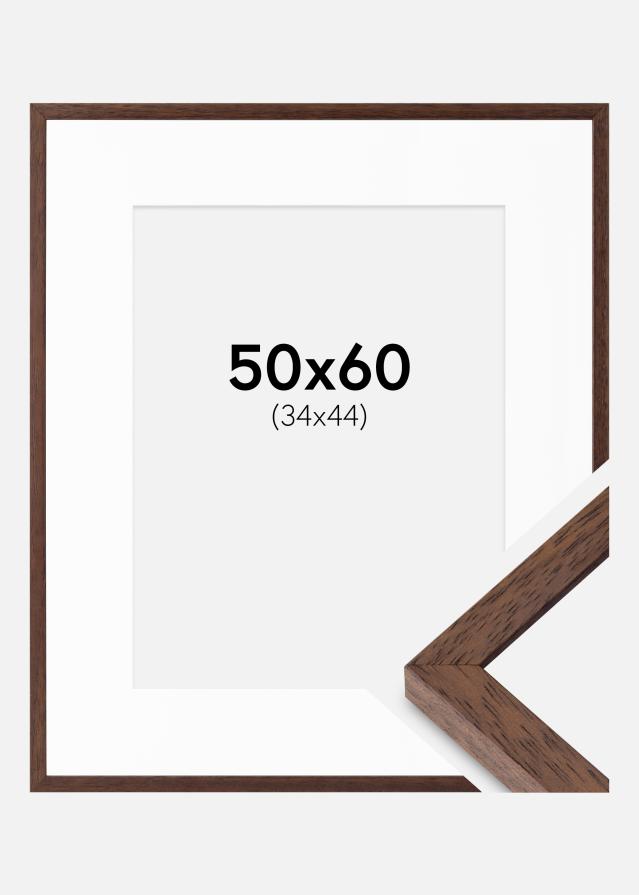 Cadre Ares Teak 50x60 cm - Passe-partout Blanc 35x45 cm