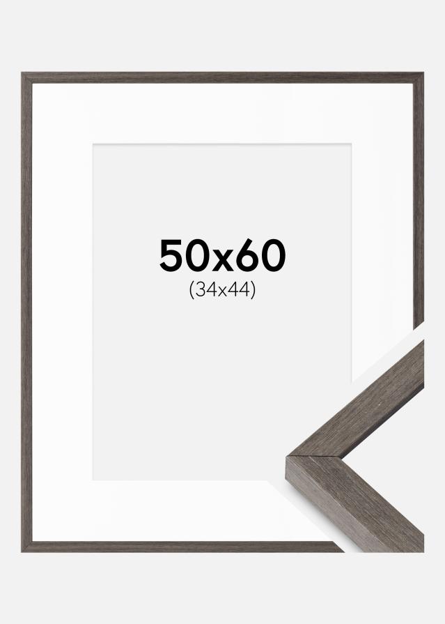 Cadre Ares Chêne Gris 50x60 cm - Passe-partout Blanc 35x45 cm