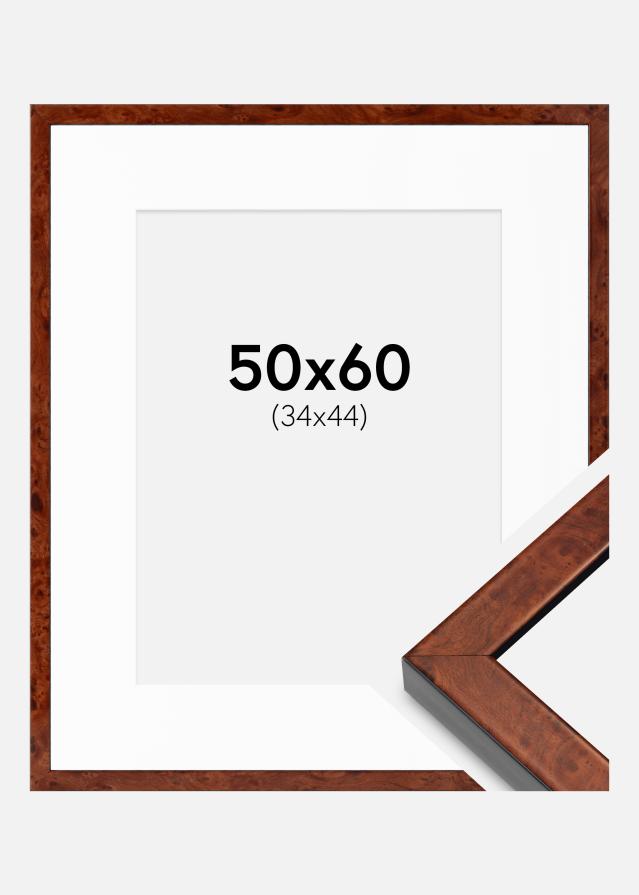 Cadre Hermes Noyer 50x60 cm - Passe-partout Blanc 35x45 cm