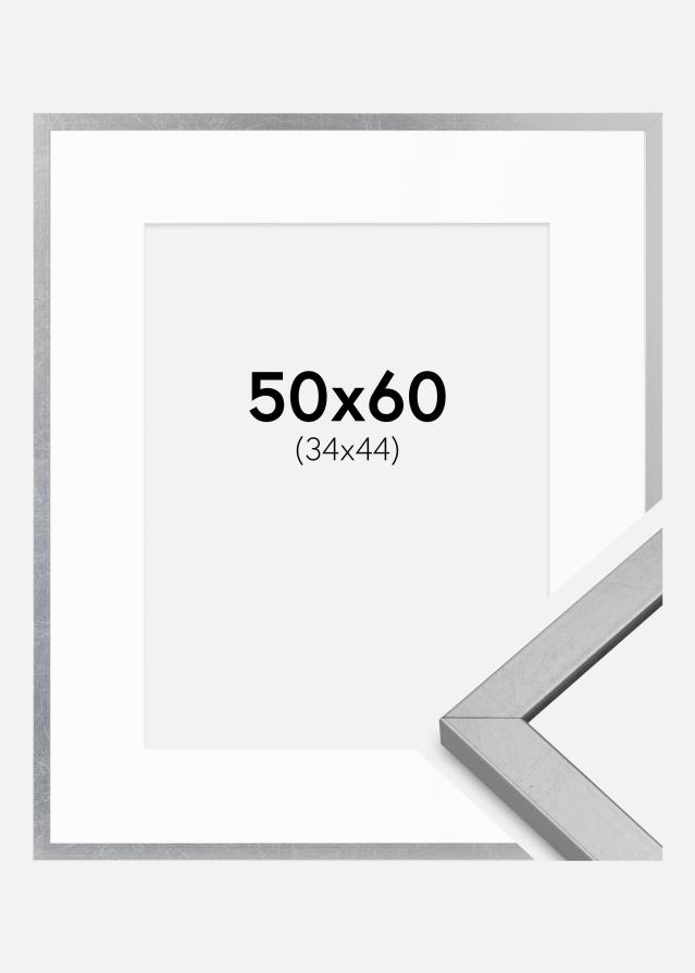 Cadre Minerva Argent 50x60 cm - Passe-partout Blanc 35x45 cm