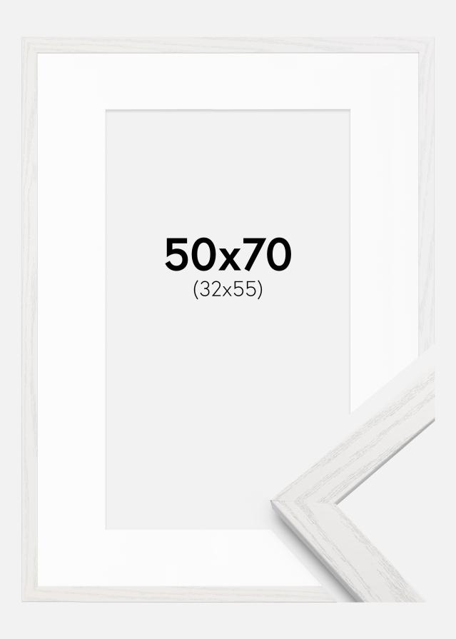 Cadre Stilren Chêne Blanc 50x70 cm - Passe-partout Blanc 33x56 cm