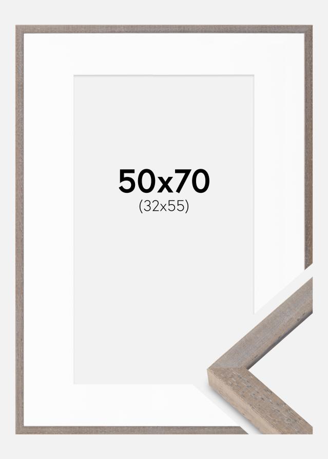Cadre Ares Gris 50x70 cm - Passe-partout Blanc 33x56 cm