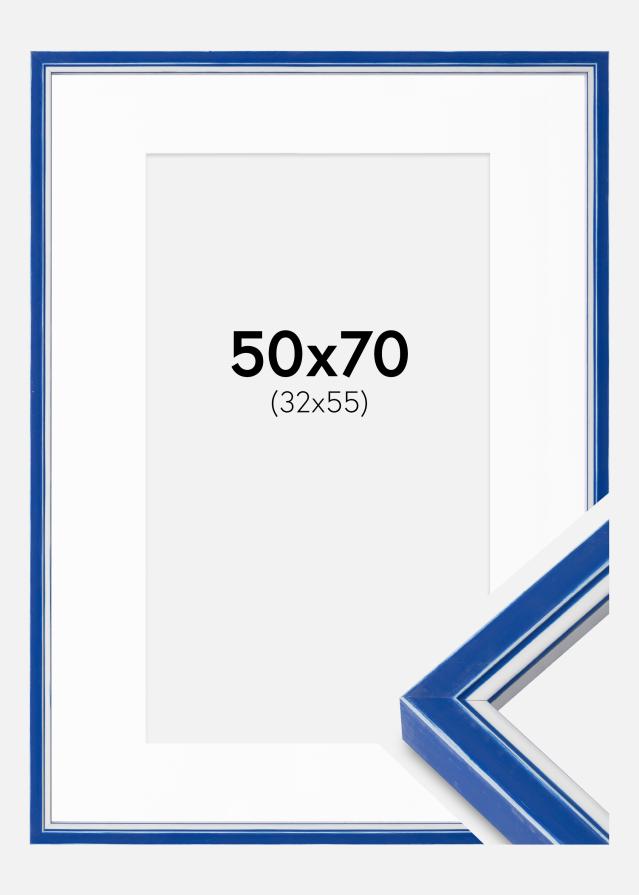 Cadre Diana Bleu 50x70 cm - Passe-partout Blanc 33x56 cm