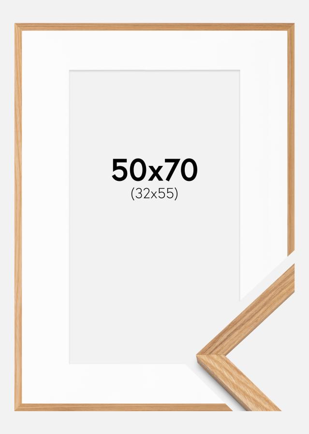 Cadre Chêne Massiv 50x70 cm - Passe-partout Blanc 33x56 cm