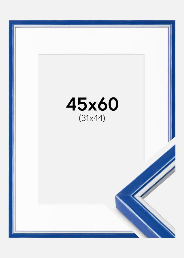 Cadre Diana Bleu 45x60 cm - Passe-partout Blanc 32x45 cm