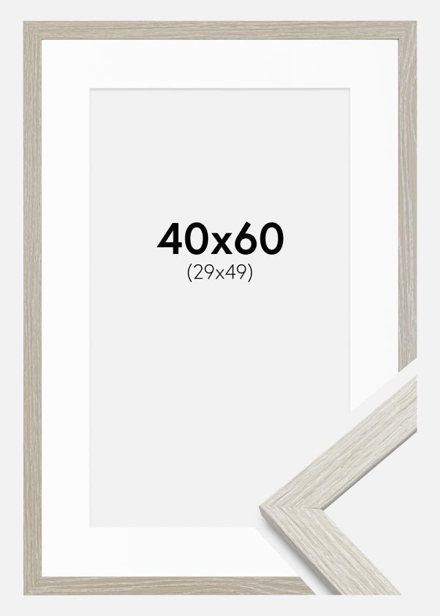 Cadre Stilren Chêne Gris Clair 40x60 cm - Passe-partout Blanc 30x50 cm