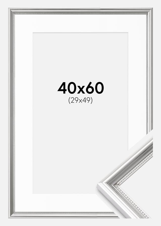 Cadre Gala Argent 40x60 cm - Passe-partout Blanc 30x50 cm
