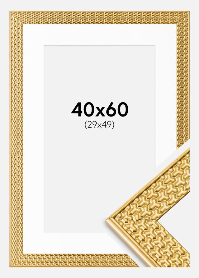 Cadre Grace Or 40x60 cm - Passe-partout Blanc 30x50 cm