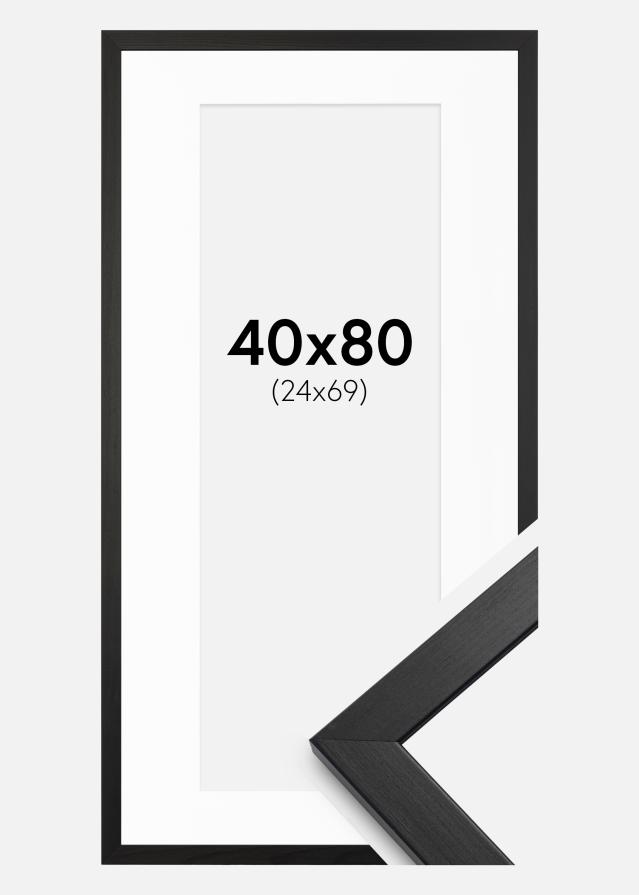 Cadre Stilren Noir 40x80 cm - Passe-partout Blanc 25x70 cm