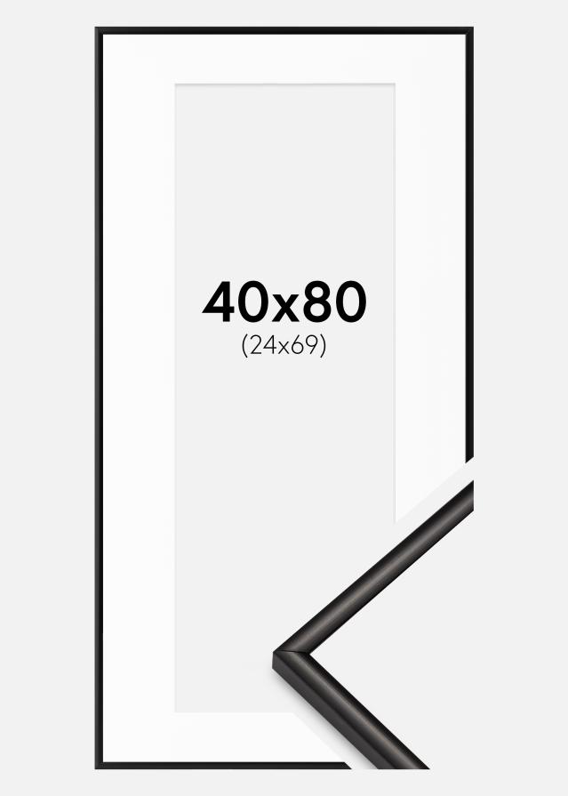 Cadre Scandi Mat Noir 40x80 cm - Passe-partout Blanc 25x70 cm