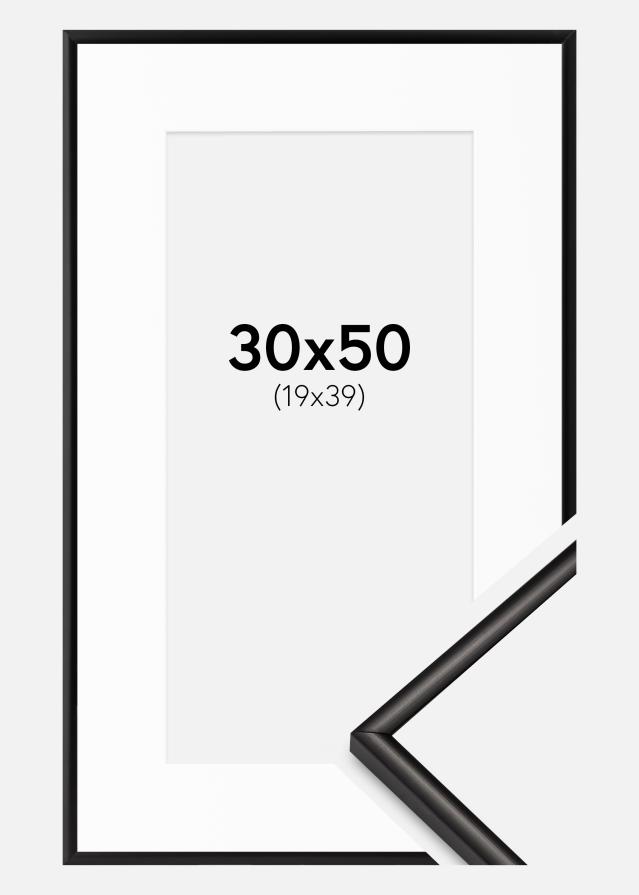 Cadre Scandi Mat Noir 30x50 cm - Passe-partout Blanc 20x40 cm