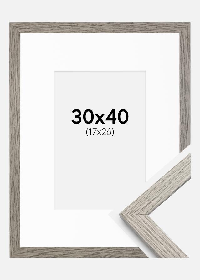 Cadre Stilren Chêne gris 30x40 cm - Passe-partout Blanc 18x27 cm