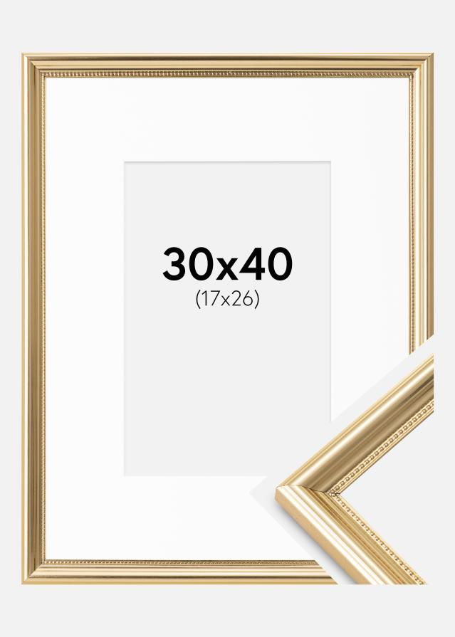 Cadre Gala Or 30x40 cm - Passe-partout Blanc 18x27 cm