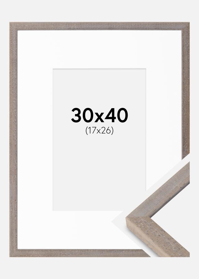 Cadre Ares Gris 30x40 cm - Passe-partout Blanc 18x27 cm