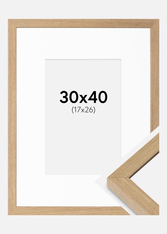 Cadre Hermes Chêne Naturel 30x40 cm - Passe-partout Blanc 18x27 cm