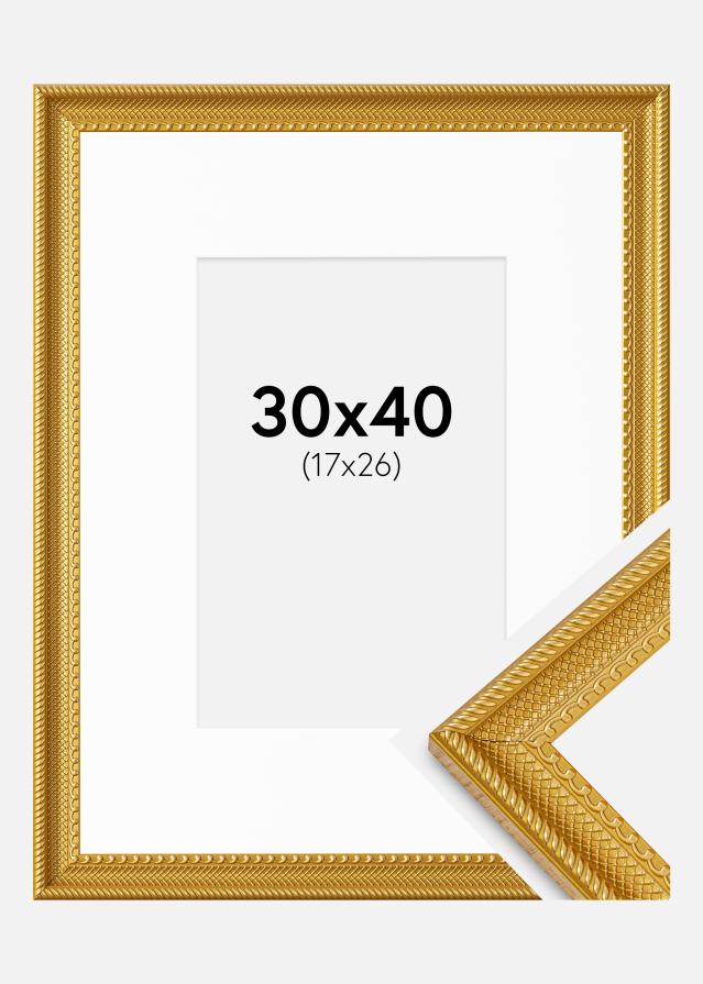 Cadre Lattice Or 30x40 cm - Passe-partout Blanc 18x27 cm