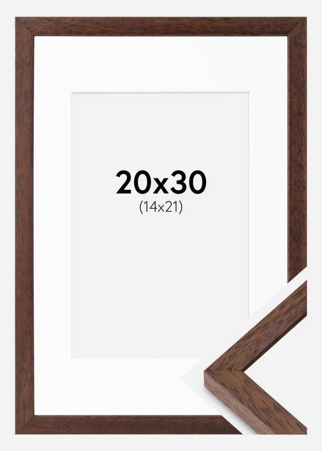 Cadre Ares Teak 20x30 cm - Passe-partout Blanc 15x22 cm