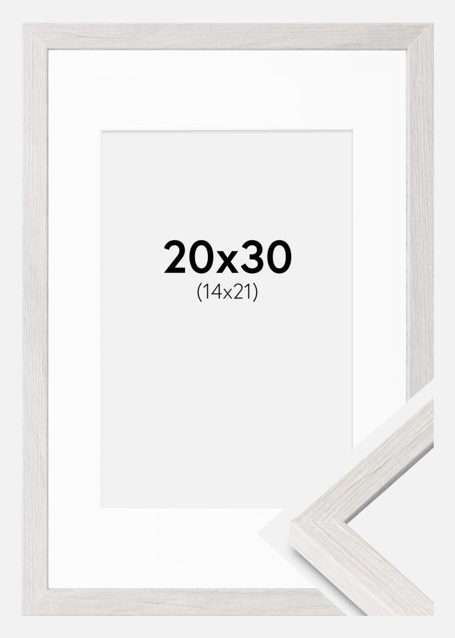 Cadre Ares Chêne Blanc 20x30 cm - Passe-partout Blanc 15x22 cm
