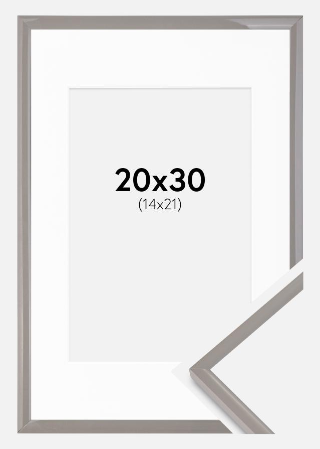 Cadre New Lifestyle gris terre 20x30 cm - Passe-partout Blanc 15x22 cm