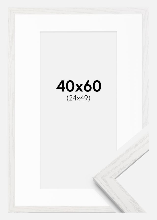 Cadre Stilren Chêne Blanc 40x60 cm - Passe-partout Blanc 25x50 cm