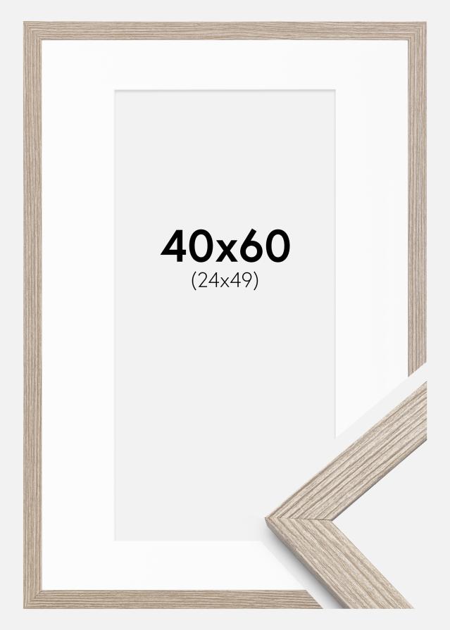 Cadre Stilren Chêne Greige 40x60 cm - Passe-partout Blanc 25x50 cm