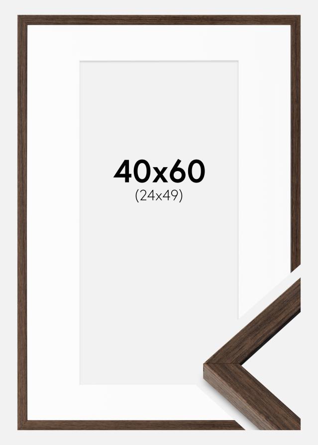Cadre Ares Noyer 40x60 cm - Passe-partout Blanc 25x50 cm