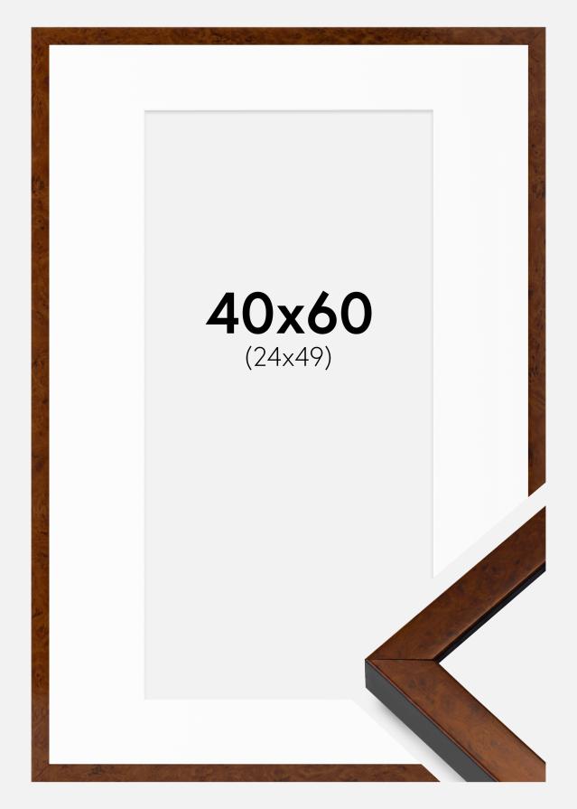 Cadre Ares Noyer 40x60 cm - Passe-partout Blanc 25x50 cm