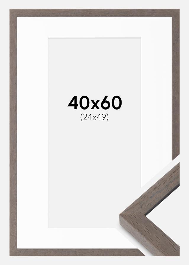 Cadre Hermes Gris 40x60 cm - Passe-partout Blanc 25x50 cm