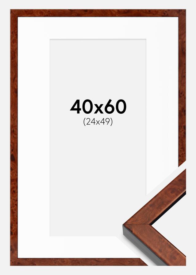 Cadre Hermes Noyer 40x60 cm - Passe-partout Blanc 25x50 cm