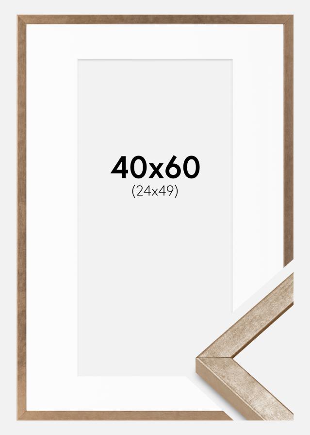 Cadre Ares Laiton 40x60 cm - Passe-partout Blanc 25x50 cm