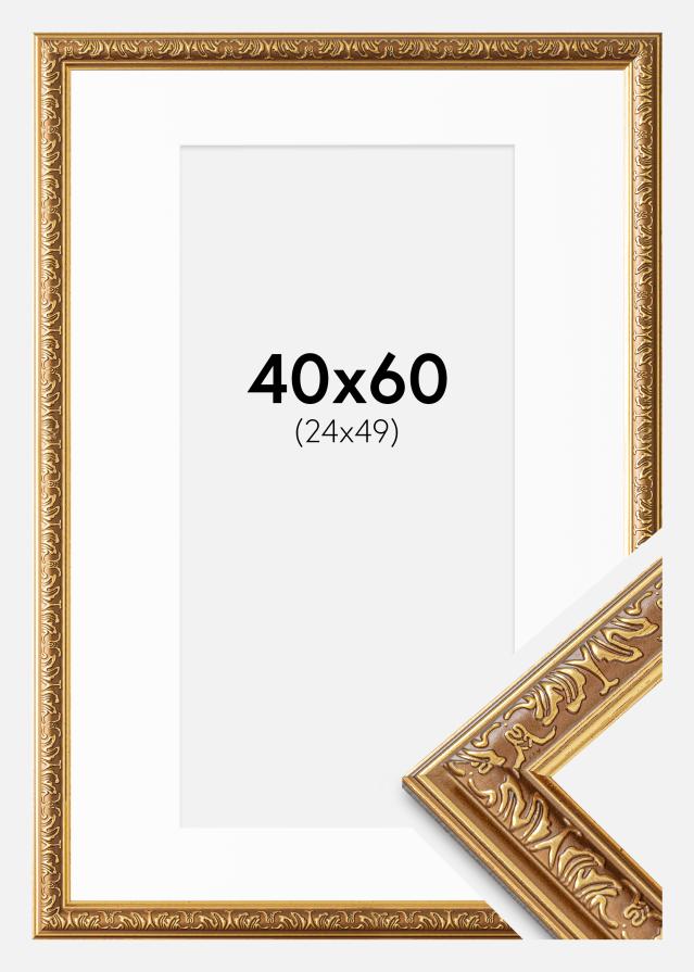 Cadre Swirl Or 40x60 cm - Passe-partout Blanc 25x50 cm