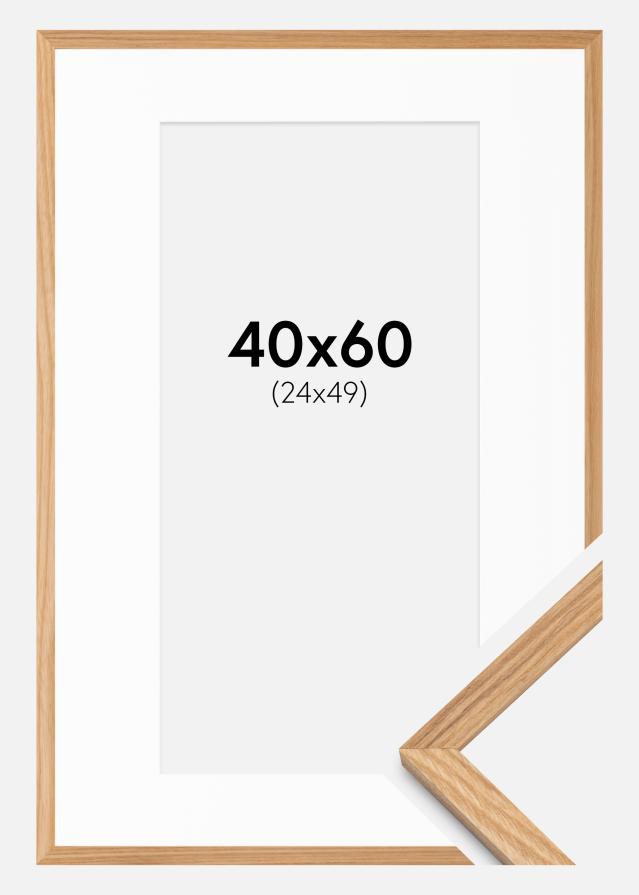 Cadre Chêne Massiv 40x60 cm - Passe-partout Blanc 25x50 cm