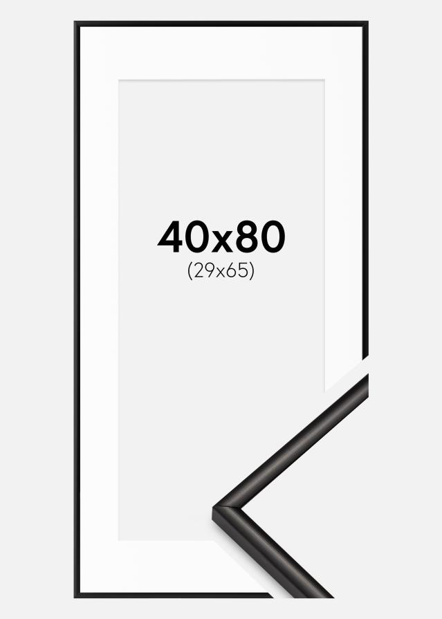 Cadre Scandi Mat Noir 40x80 cm - Passe-partout Blanc 30x66 cm