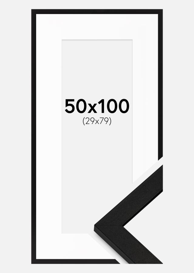 Cadre BGA Classic Noir 50x100 cm - Passe-partout Blanc 30x80 cm