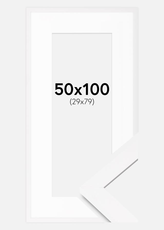 Cadre BGA Classic Blanc 50x100 cm - Passe-partout Blanc 30x80 cm