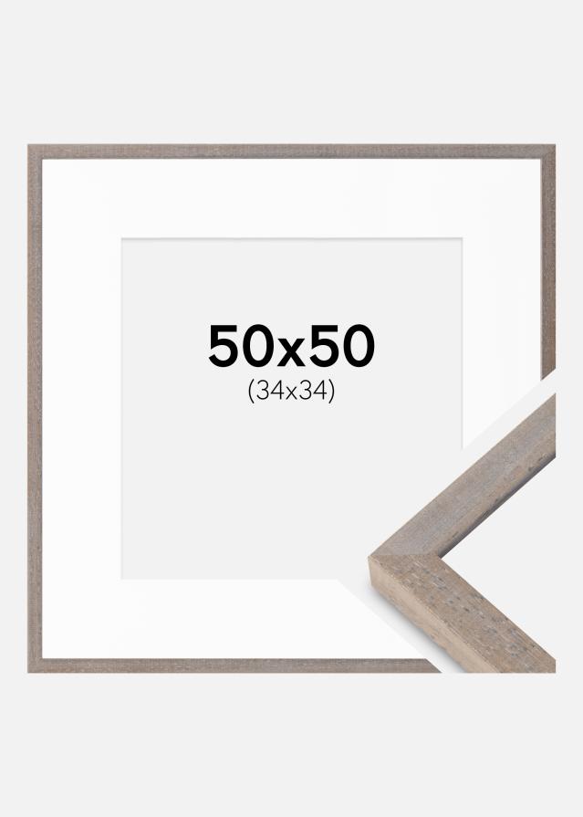 Cadre Ares Gris 50x50 cm - Passe-partout Blanc 35x35 cm