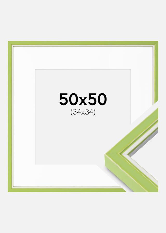 Cadre Diana Vert clair 50x50 cm - Passe-partout Blanc 35x35 cm