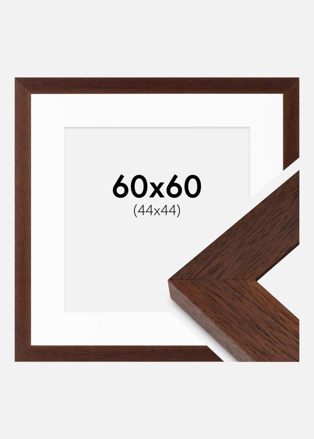 Cadre Juno Teak 60x60 cm - Passe-partout Blanc 45x45 cm