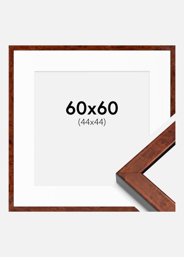 Cadre Hermes Noyer 60x60 cm - Passe-partout Blanc 45x45 cm