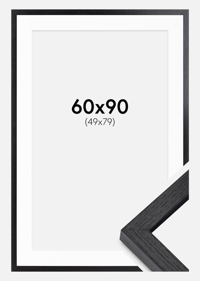 BGA Cadre Boîte Noir 60x90 cm - Passe-partout Blanc 50x80 cm