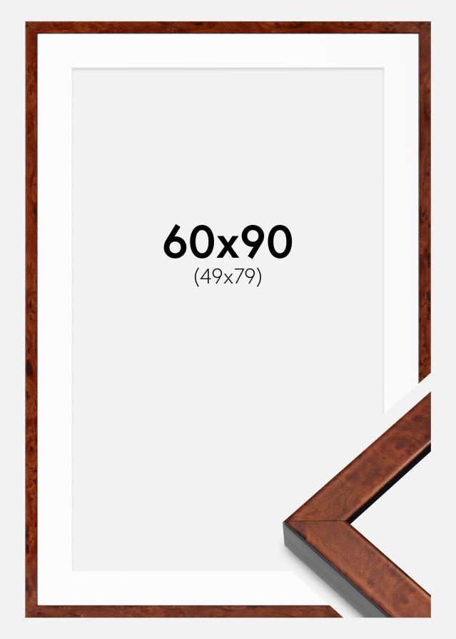Cadre Hermes noyer 60x90 cm - Passe-partout Blanc 50x80 cm