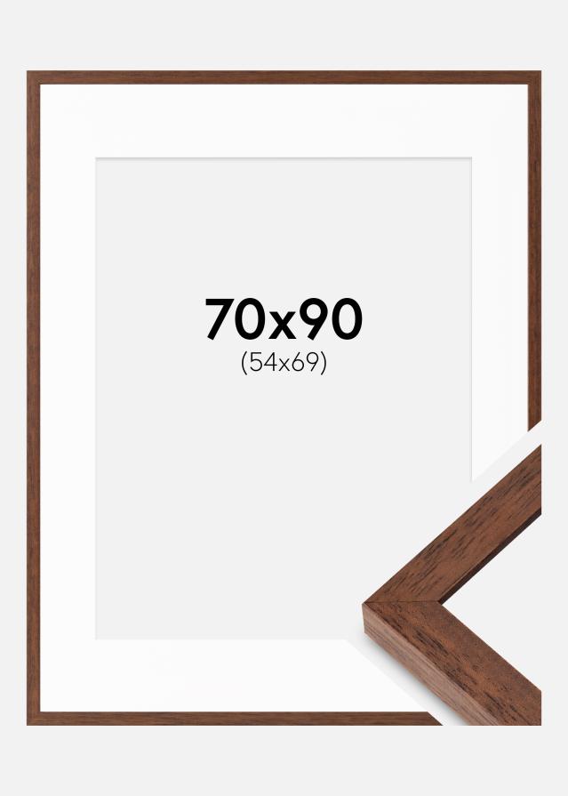 Cadre Hermes Teak 70x90 cm - Passe-partout Blanc 55x70 cm