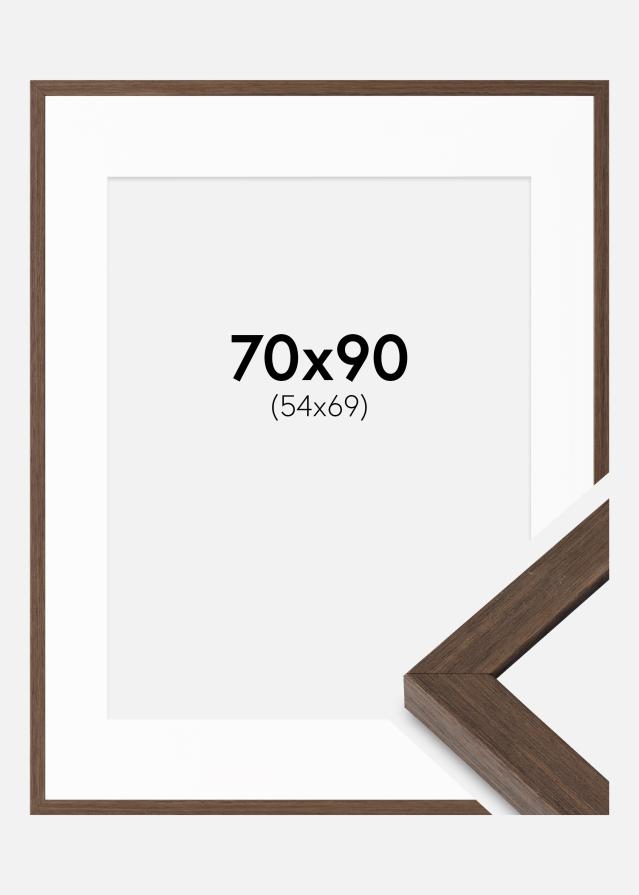 Cadre Hermes Noyer 70x90 cm - Passe-partout Blanc 55x70 cm