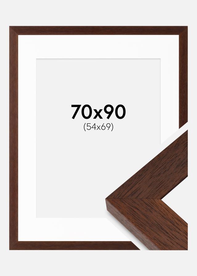Cadre Juno Teak 70x90 cm - Passe-partout Blanc 55x70 cm
