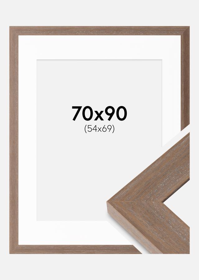 Cadre Juno Gris 70x90 cm - Passe-partout Blanc 55x70 cm