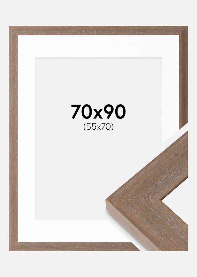 Cadre Juno Gris 70x90 cm - Passe-partout Blanc 56x71 cm