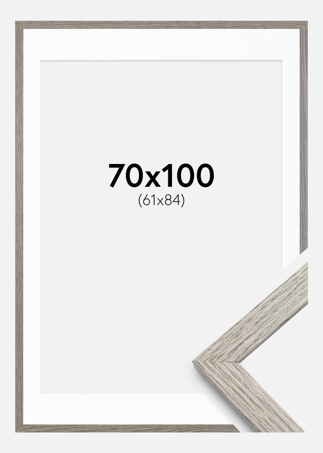 Cadre Stilren Chêne Gris 70x100 cm - Passe-partout Blanc 62x85 cm
