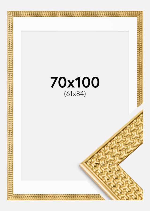 Cadre Grace Or 70x100 cm - Passe-partout Blanc 62x85 cm