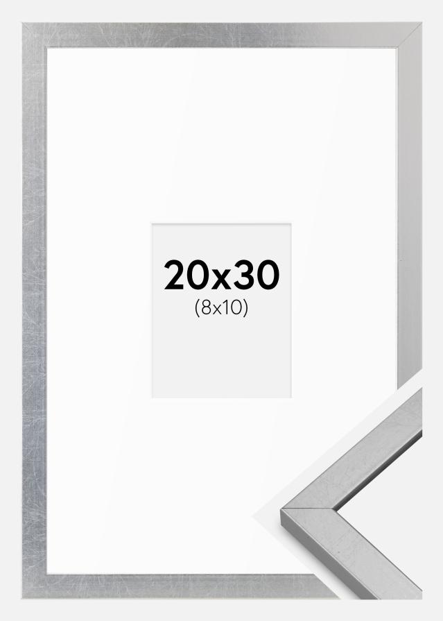 Cadre Minerva Argent 20x30 cm - Passe-partout Blanc 9x11 cm